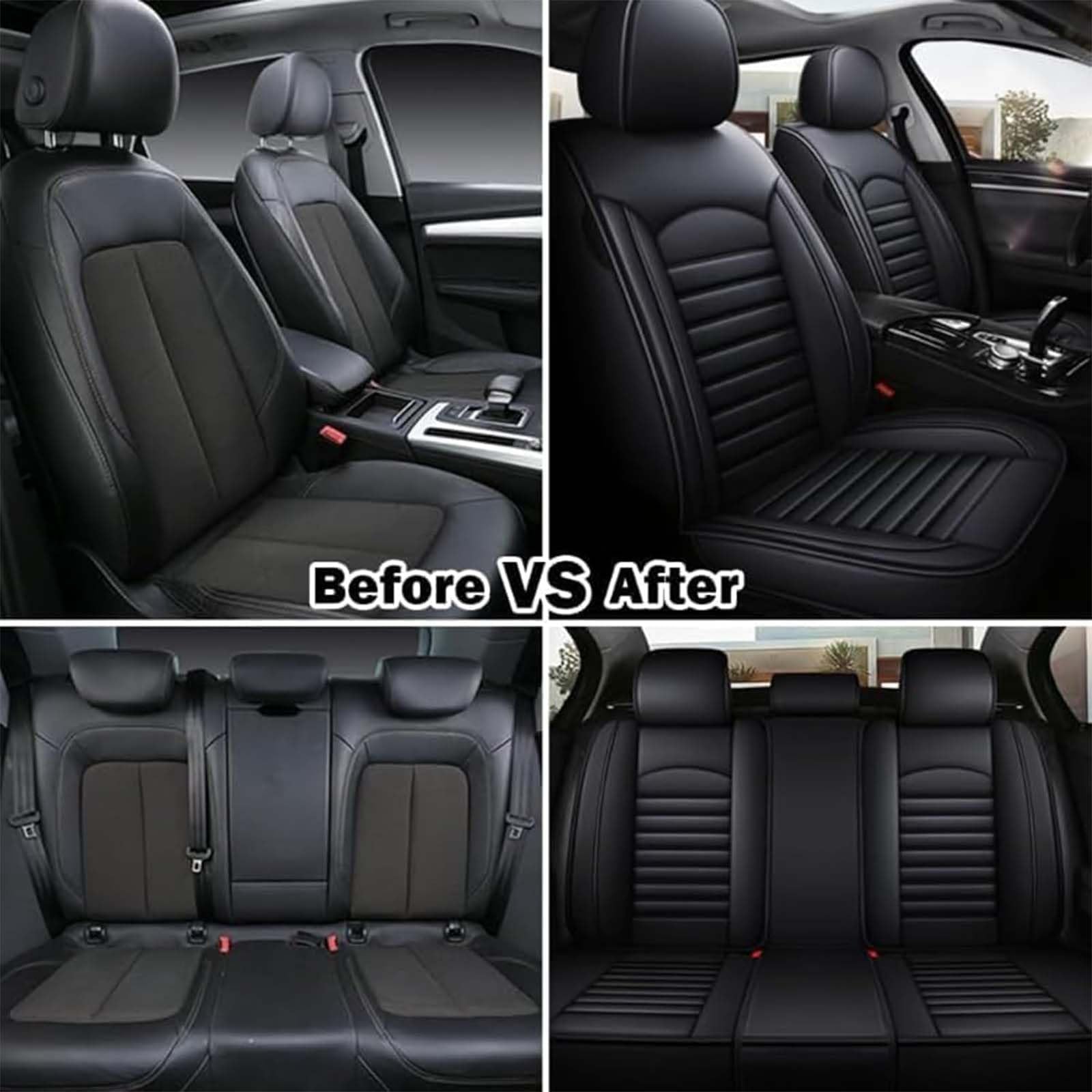 Housses de Siège Auto pour Renault Clio 5 Clio 4 Clio 3 Estate 2001-2025 Élégant Respirante Housses Siège Protection Intérieure Complète Similicuir avec Poches Rangement