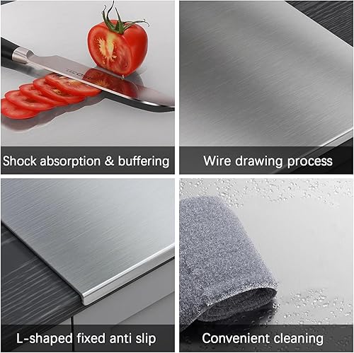 Miniatura 5 de EHERDM Tablas de cortar de acero inoxidable 316 para cocina, tablas de cortar de acero inoxidable con labio, tablas de cortar de acero adecuadas