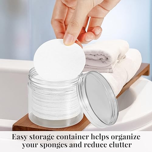 Miniatura 6 de GAINWELL 50 esponjas faciales comprimidas con recipiente de almacenamiento, para limpieza facial, removedor de maquillaje reutilizable, portátil,