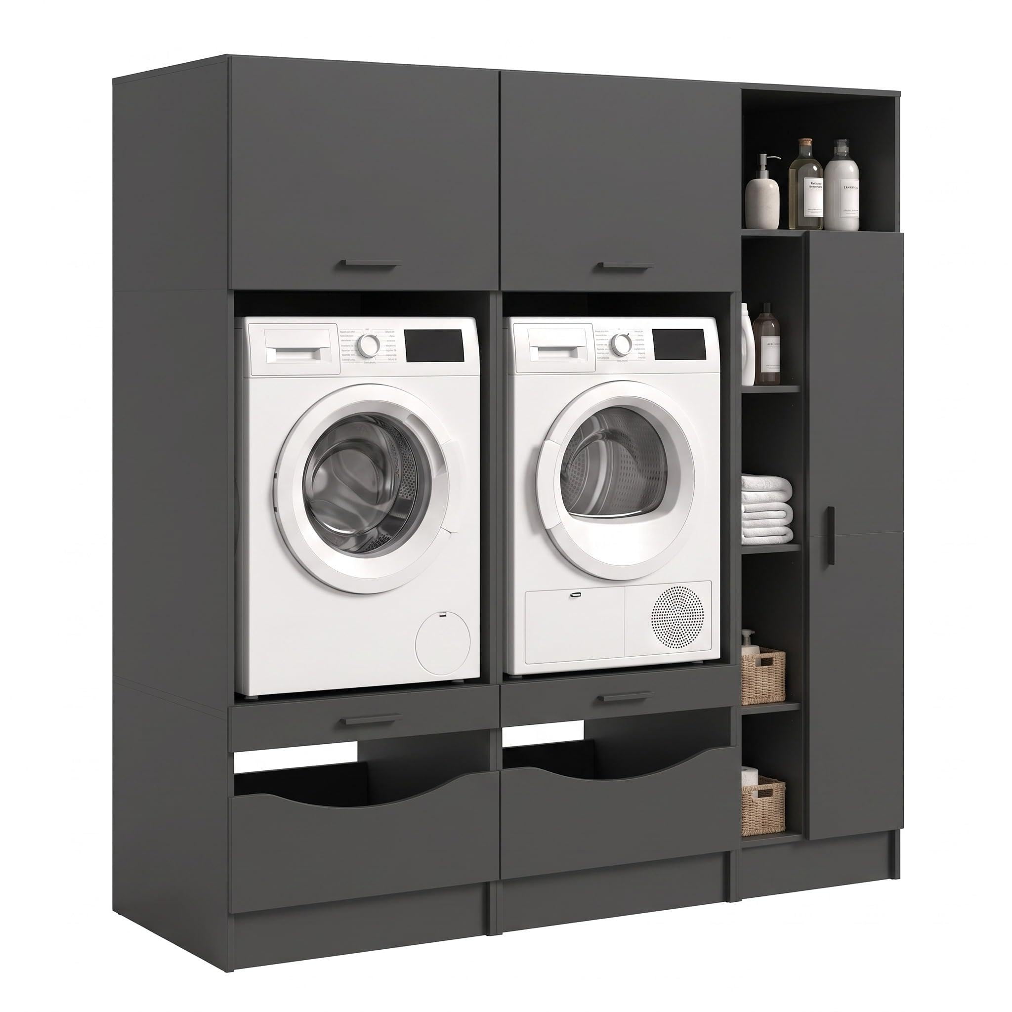 Waschmaschinenschrank 3-TLG. Set Anthrazit Hauswirtschaft