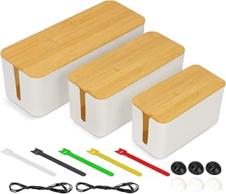 Cord Organizer Cable Management Box Holder Set of 3 for Cords, Power Strips or Surge Protectors, Hide Loose Wires Behind TVs Home Office Computers Office Desks Entertainment Centers
