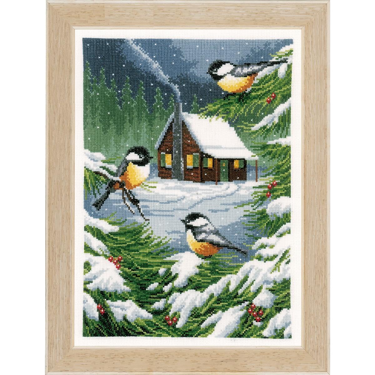 Vervaco Kit Punto Croce Contato SCENA INVERNALE Decorativi Per Pareti ca. 25 x 35 cm Set Fai Da Te Creativo Adulti Casa Decor Arte Da Parete Kit Per Hobby Cross Stitch