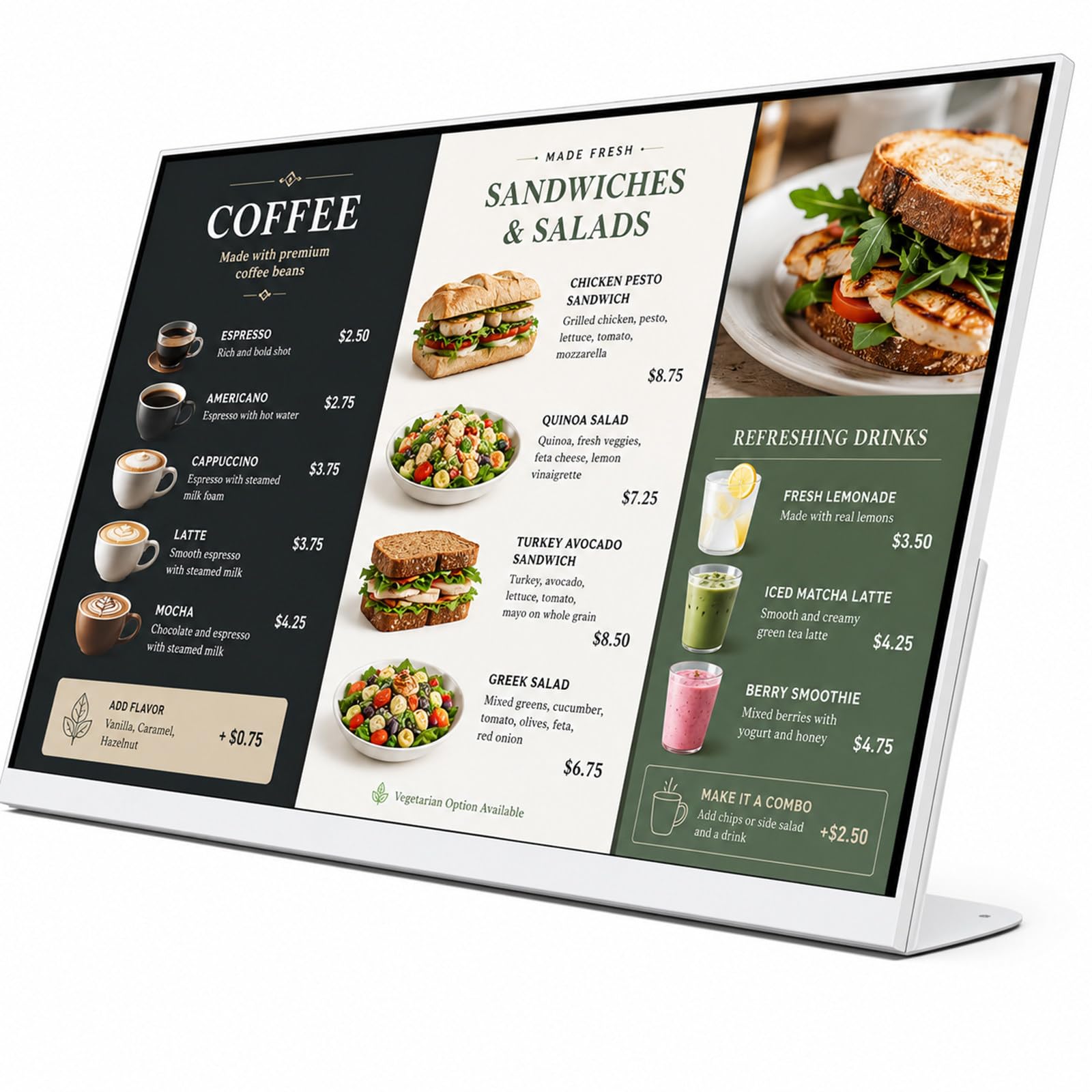 Display Professionale 23,8 Pollici, Full HD IPS LCD 500 CD/m² | Due altoparlanti integrati da 4 W, riproduzione audio diretta, per menu video, annunci e informazioni ai clienti in negozio