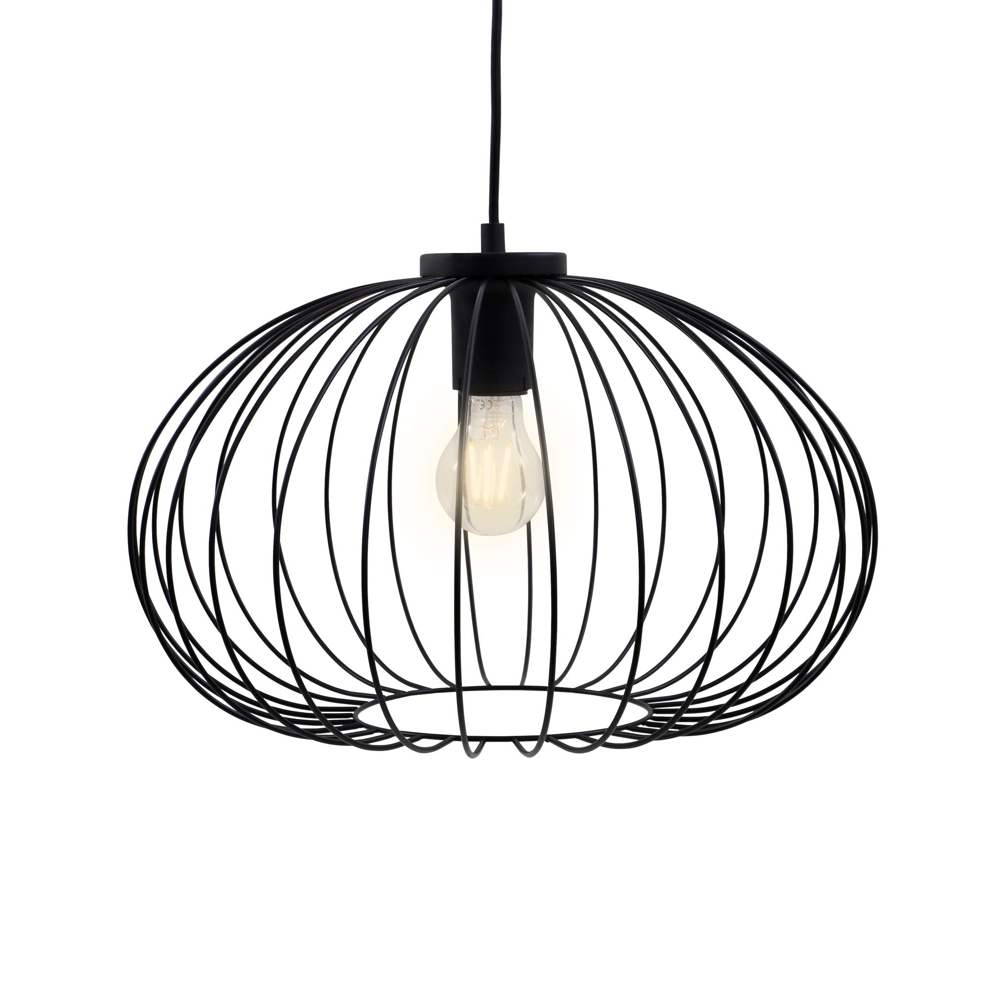 Briloner Leuchten Luz de péndulo, lámpara de péndulo de 1 foco, lámpara colgante retro/vintage, black steel, 1x E27, máx. 60 vatios, negra, 400 x 400 x 1200 mm (largo x ancho x alto)
