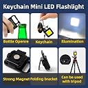 Snehalu LED Mini Cob Keychain and Magentic Flashlight Portable USB Rechargeable Light 3 Light Modes with Folding Bracket,for Walking Camping?Square?,Black, 1000 Lumen Pack of1. gallery image