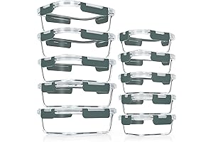 VERONES 10 Pack Glass Meal Prep Containers