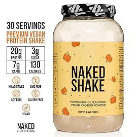 NAKED Shake - Pumpkin Spice Protein Shake - Flavored Plant Based Protein with MCT Oil - Gluten-Free, Soy-Free, No GMO Or Artificial Sweeteners - 30 Servings