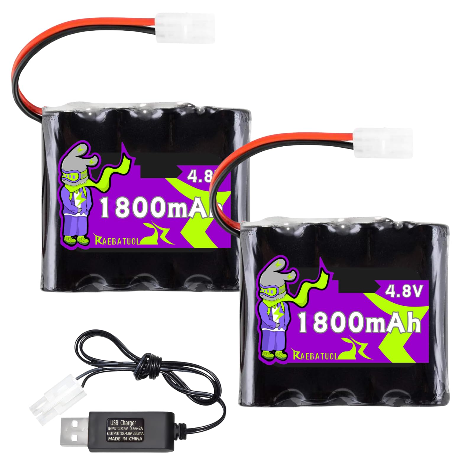 Raebatuol 4.8V 1800mAh Ni-Cd Rechargeable Battery with KET2P/TAMIYA Plug(White),Fit for Lithonia ELB-4865N, ELB4865N, 277ELNF, LESB1R; NIC0546, CUSTOM