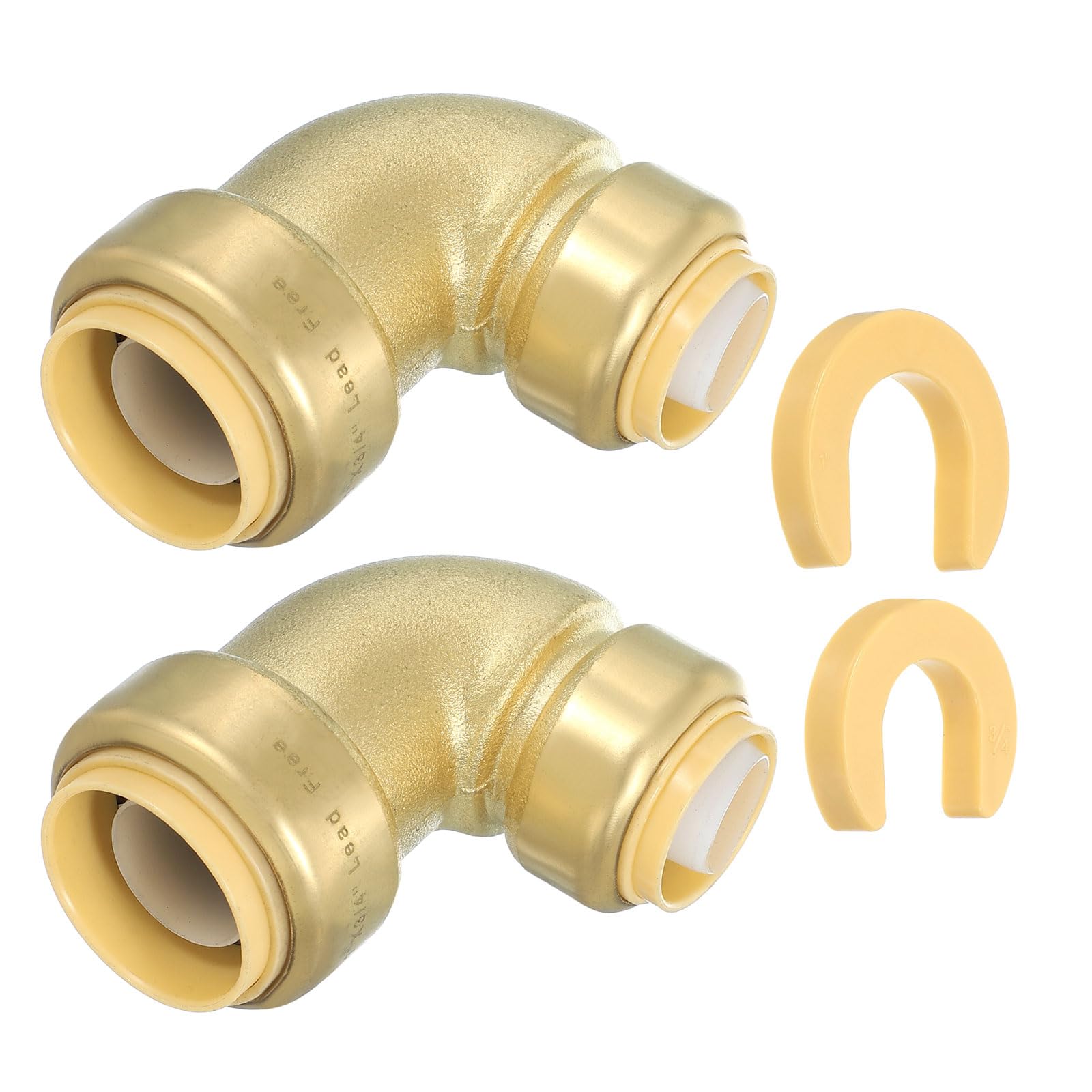 PATIKIL 90° Elbow Stop Valve 3/4" x 1" Compression Water Shut Off Valve with 3/4" Disconnect Clip for Faucet Toilet Pex Copper Cpvc Pipe Brass Gold