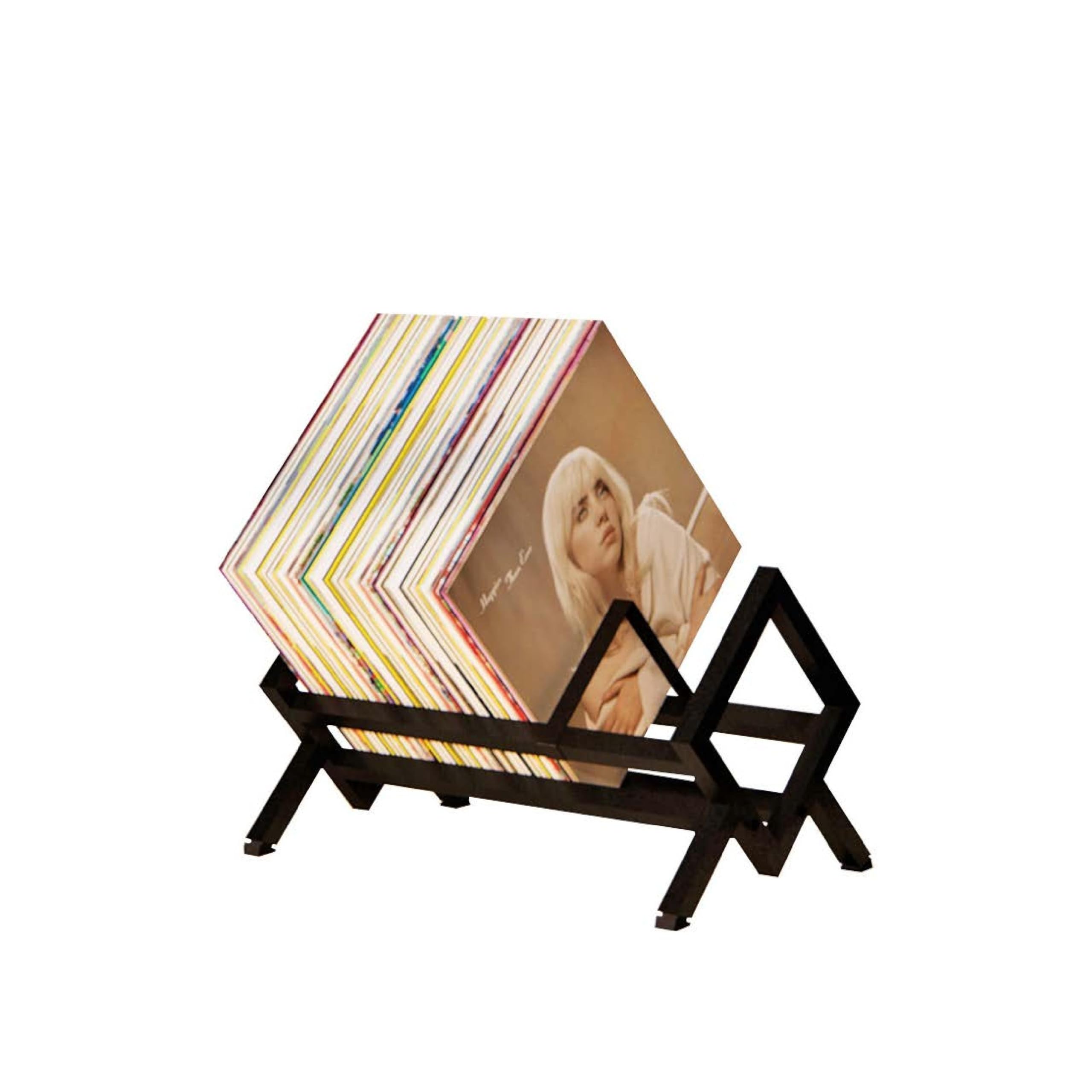 GRAND ETOPIASingle layer Vinyl Record Storage Shelf - LP Record Holder - 90-110 LP Display Rack - Ideal for Albums, Books, Magazines, Files - Matte Black