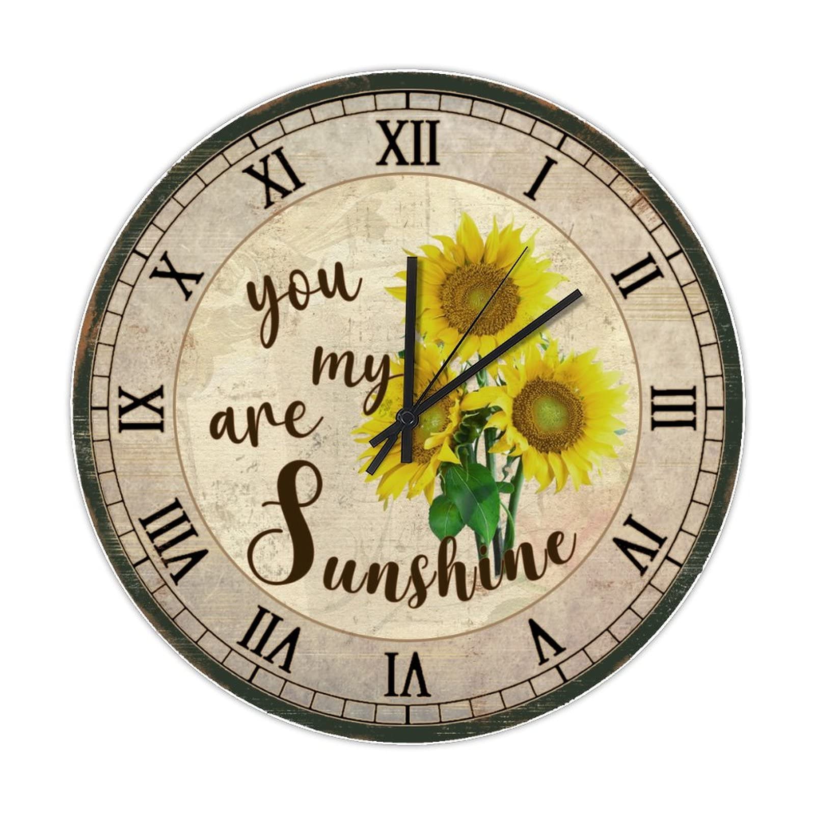 Horloge murale en bois You Are My Sunshine pour un salon chaleureux