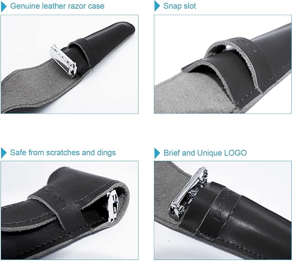 Genuine Leather Safety Razor Leather Protective/Travel Case For Any Safety Razors - Razor Case Keeps Your Double Edge Razor Blade Safe.