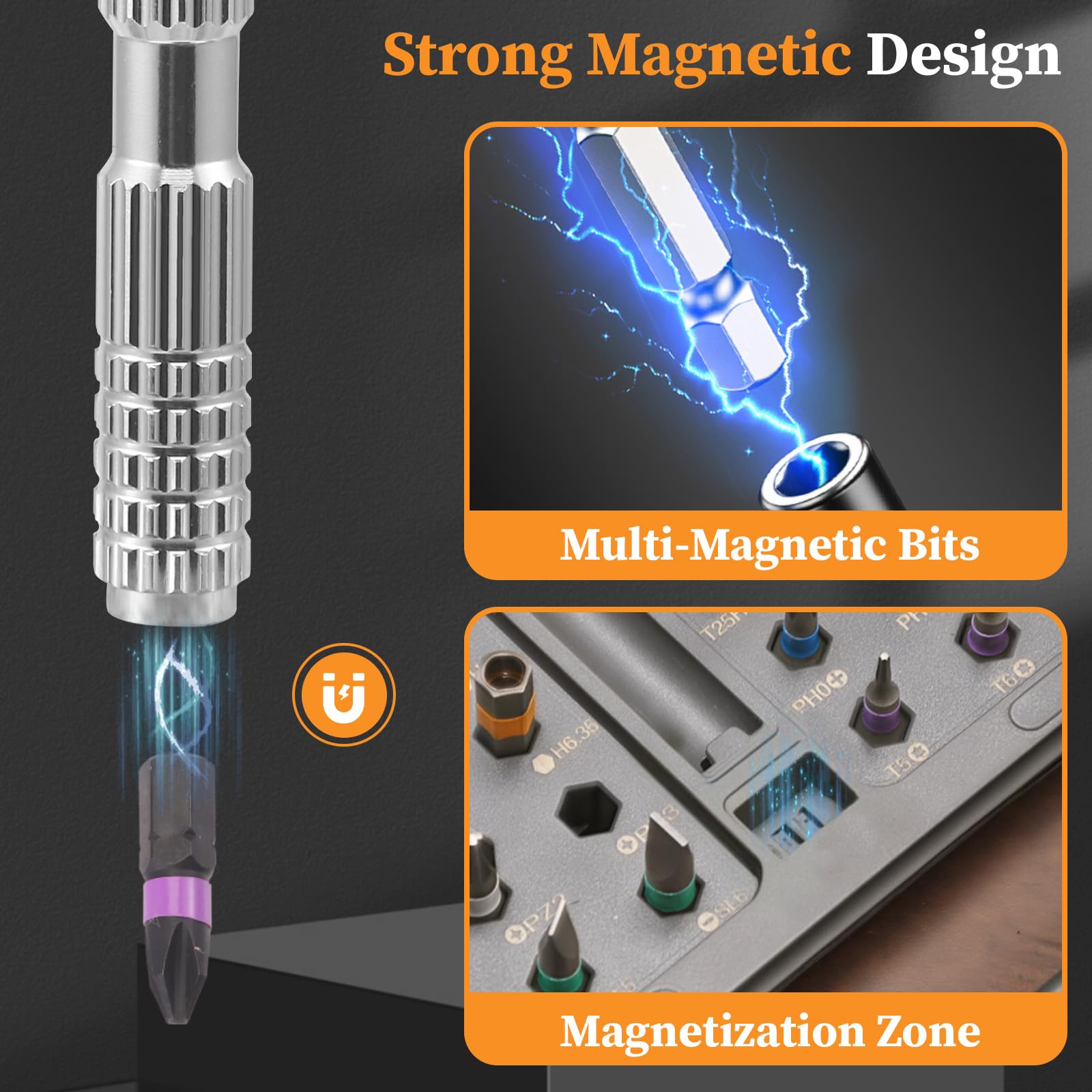 24-in-1 Magnetic Screwdriver Set S2 Steel AtuMan 24-in-1 Ratchet Screwdriver Set - Magnetic S2 Steel Bits With Case For Electronics & DIY Tool Set - View #9