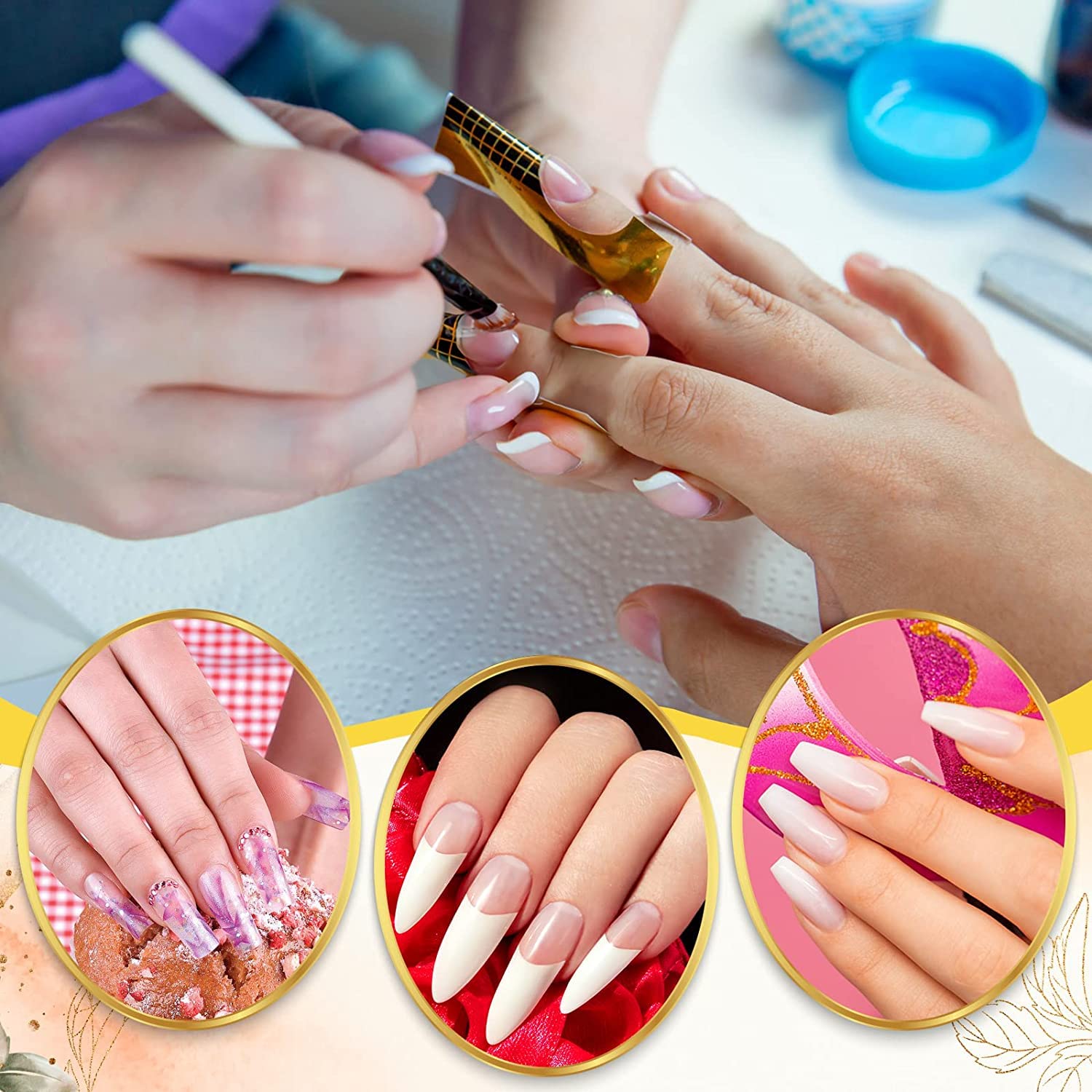 Rotolo Cartine Oro 100 Pezzi Nail Art Per Ricostruzione Allungamento Sagome per Unghie Extension model for professional UV gel nail