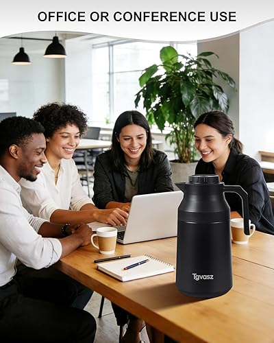 Miniatura 6 de 2 jarras térmicas de café de acero inoxidable aisladas para líquidos calientes, al vacío, jarra térmica, dispensador de jarra para mantener la leche