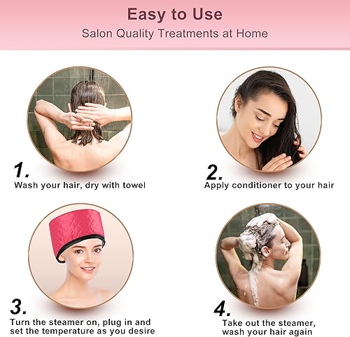 Miniatura 29 de Tapa térmica para acondicionamiento profundo, tapa térmica para cabello natural, portátil, eléctrica, para uso doméstico, color negro sólido