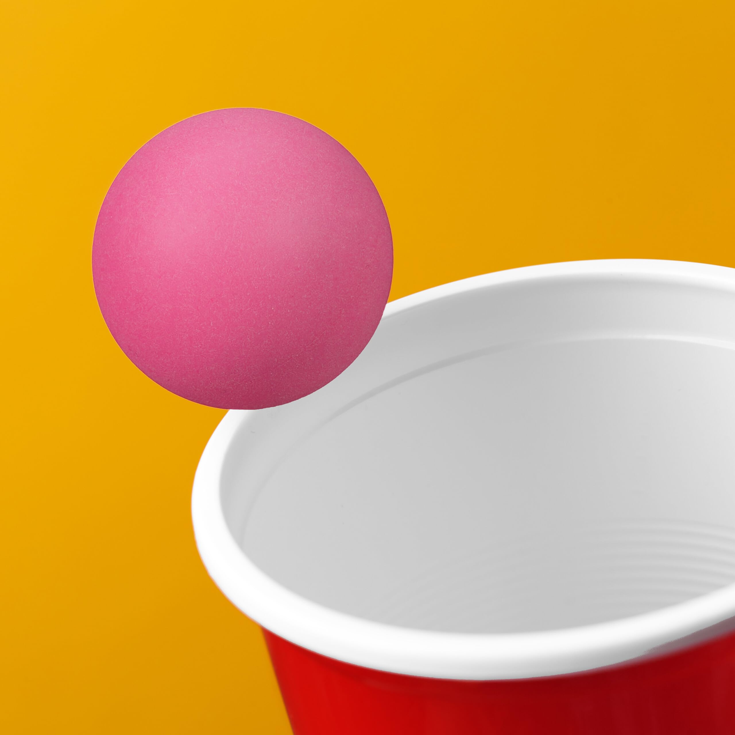 Relaxdays 300 x Palline Beer Pong, plastica Ø40 mm, Rosa Neon