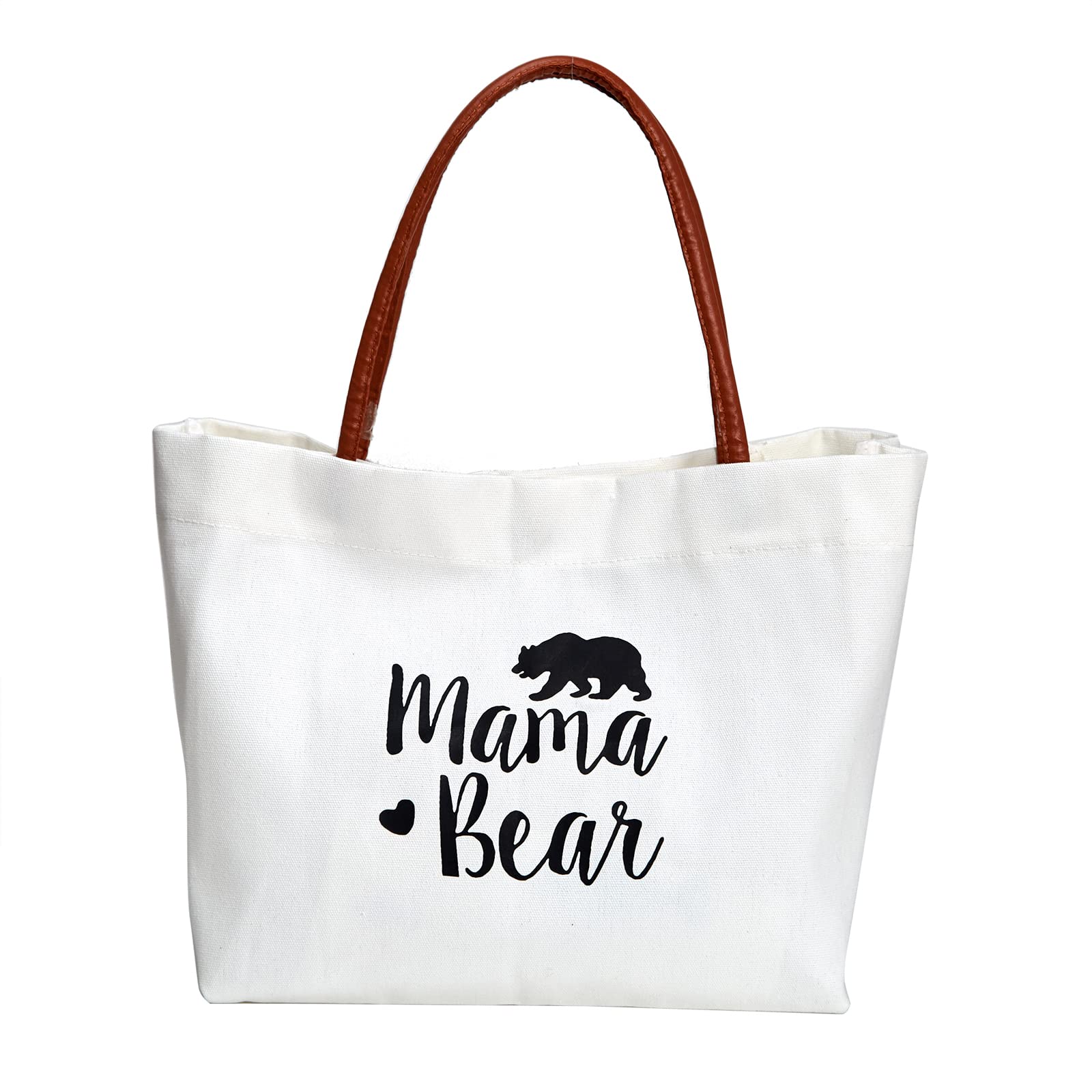 Mom Mama Tote Bag,Gifts For Mom,Reusable Mommy Bag For Hospital,Shopping,Postpartum,Travel (mama bear white)
