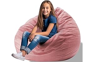 Premium Corduroy Storage Bean Bag Chair Cover Organizer for Stuffed Animals and Plush Toys (Medium)