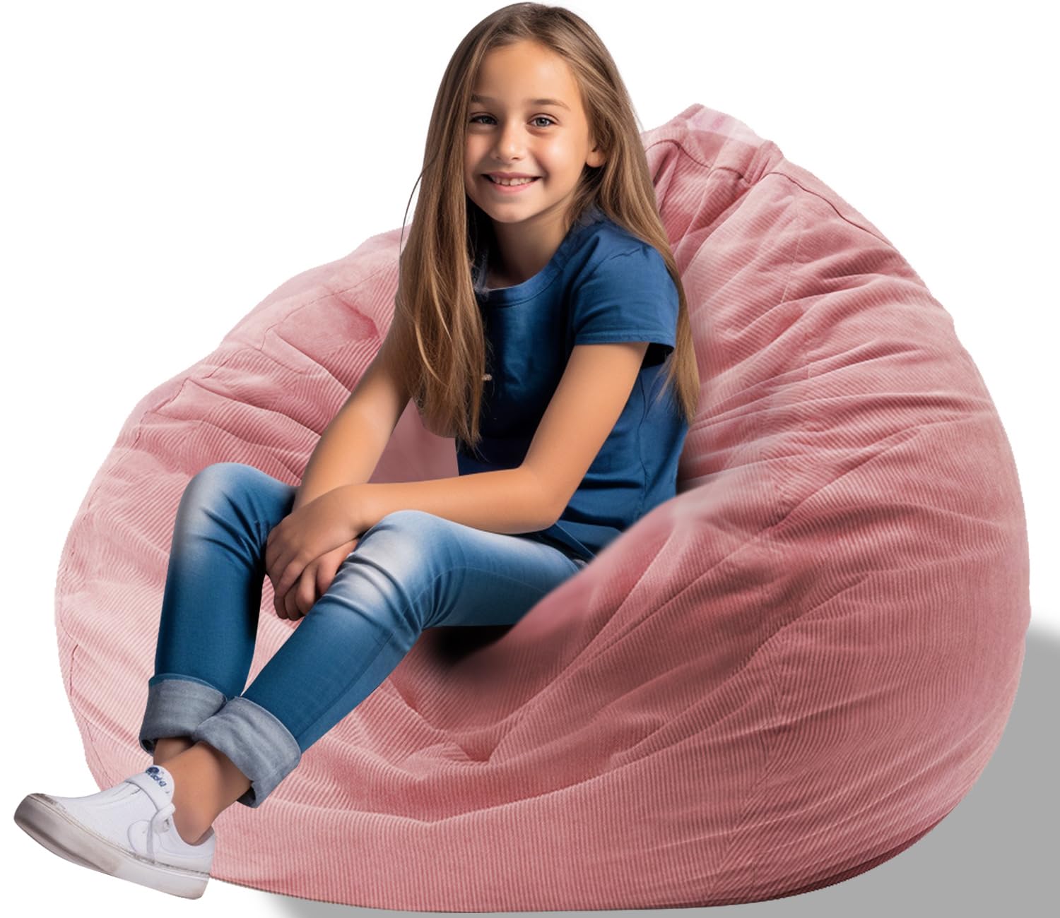 Stuffed Animal Bean Bag Storage Chair Cover for Kids Teens Adults (No Filler) Soft Washable Premium Corduroy Organizing Plush Toys Comfortable Organizer Keep Clutter with Premium Zipper Medium