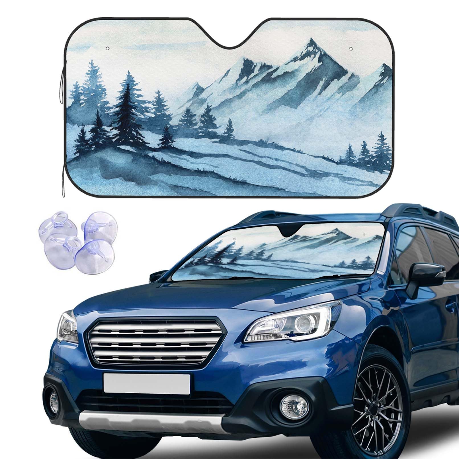 Foggy Mountain Car Windshield Sun Shade Car Front Window Shades Windhsield Sunshade Cover Sun Visor Shield Block Automotive Interior Portector Blocks