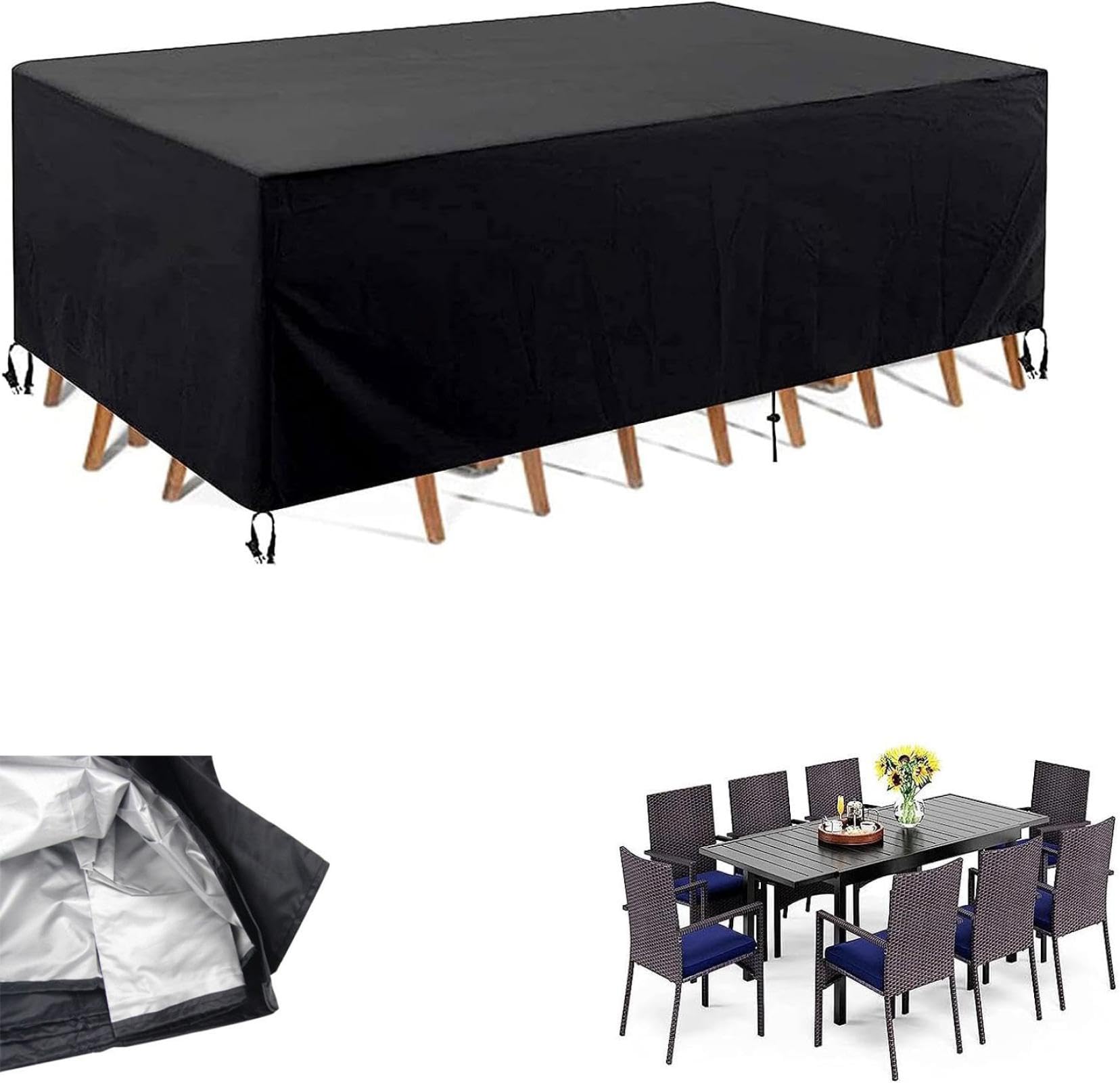Housse table de jardin imperméable pour protéger votre terrasse en tissu Oxford 600D