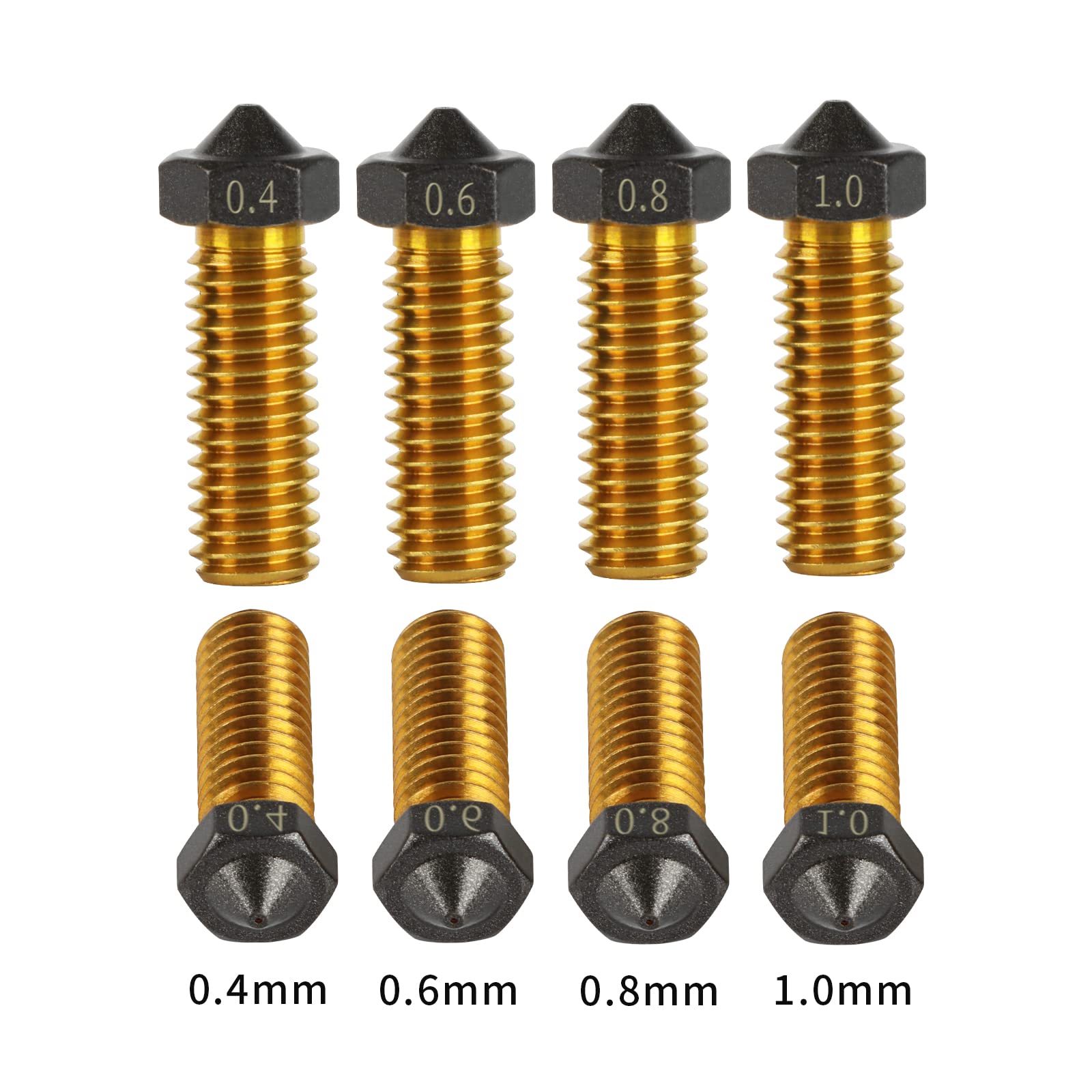 IdeaFormer-3D MK8/E3D/Volcano Messing PTFE Düse Beschichtung Antihaft-Filament 0,4/0,6/0,8/1,0 mm für 3D-Drucker Ender 3 envio Gratis (MK8 Düsen (0,4/0,6/0,8/1,0 mm))... (Vulkan PTFE beschichtete