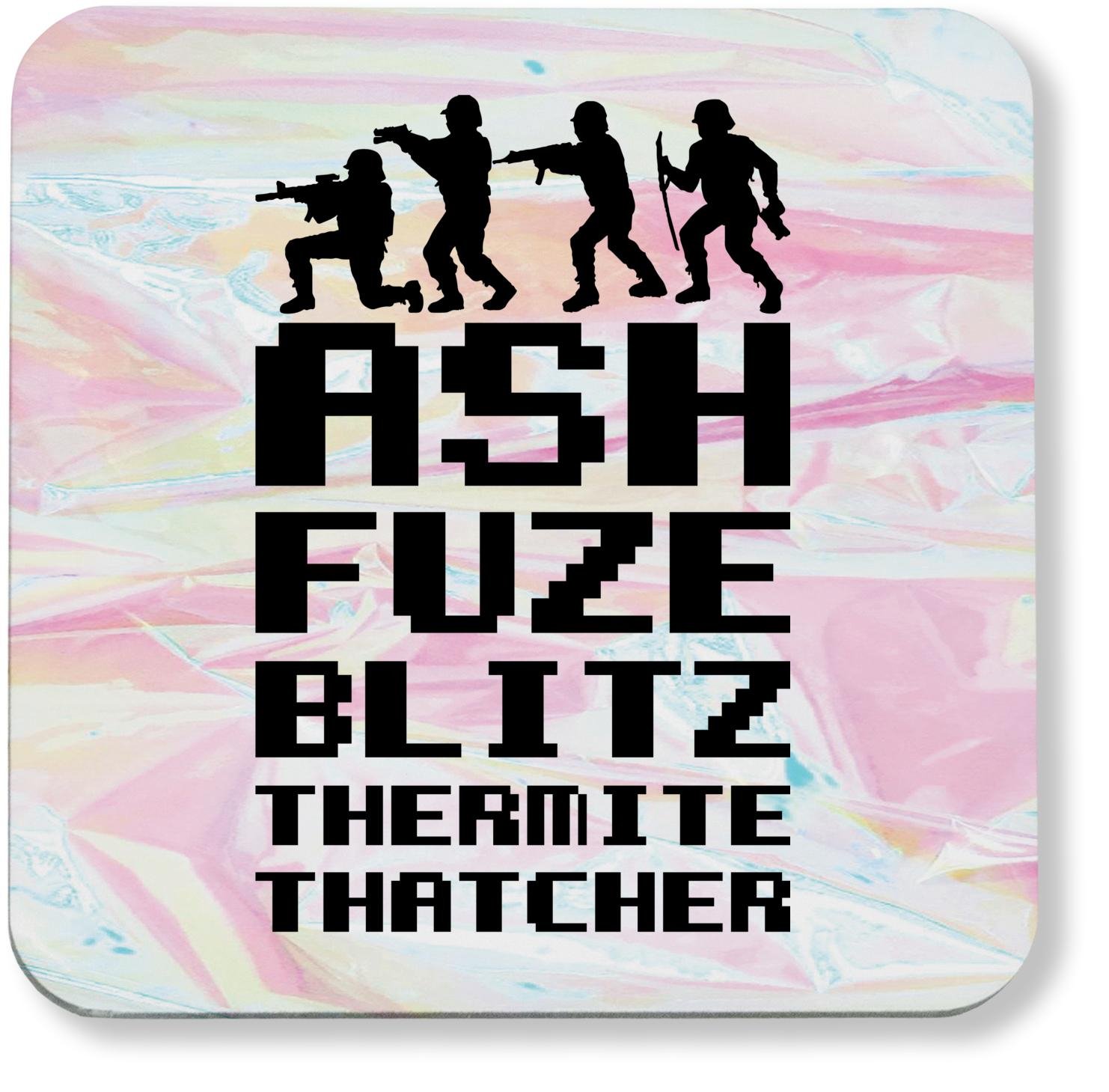 Hippowarehouse Ash Fuze Blitz Thermite Thatcher Swat Team Silhouette printed coaster gloss finish durable backing 9cm x 9cm