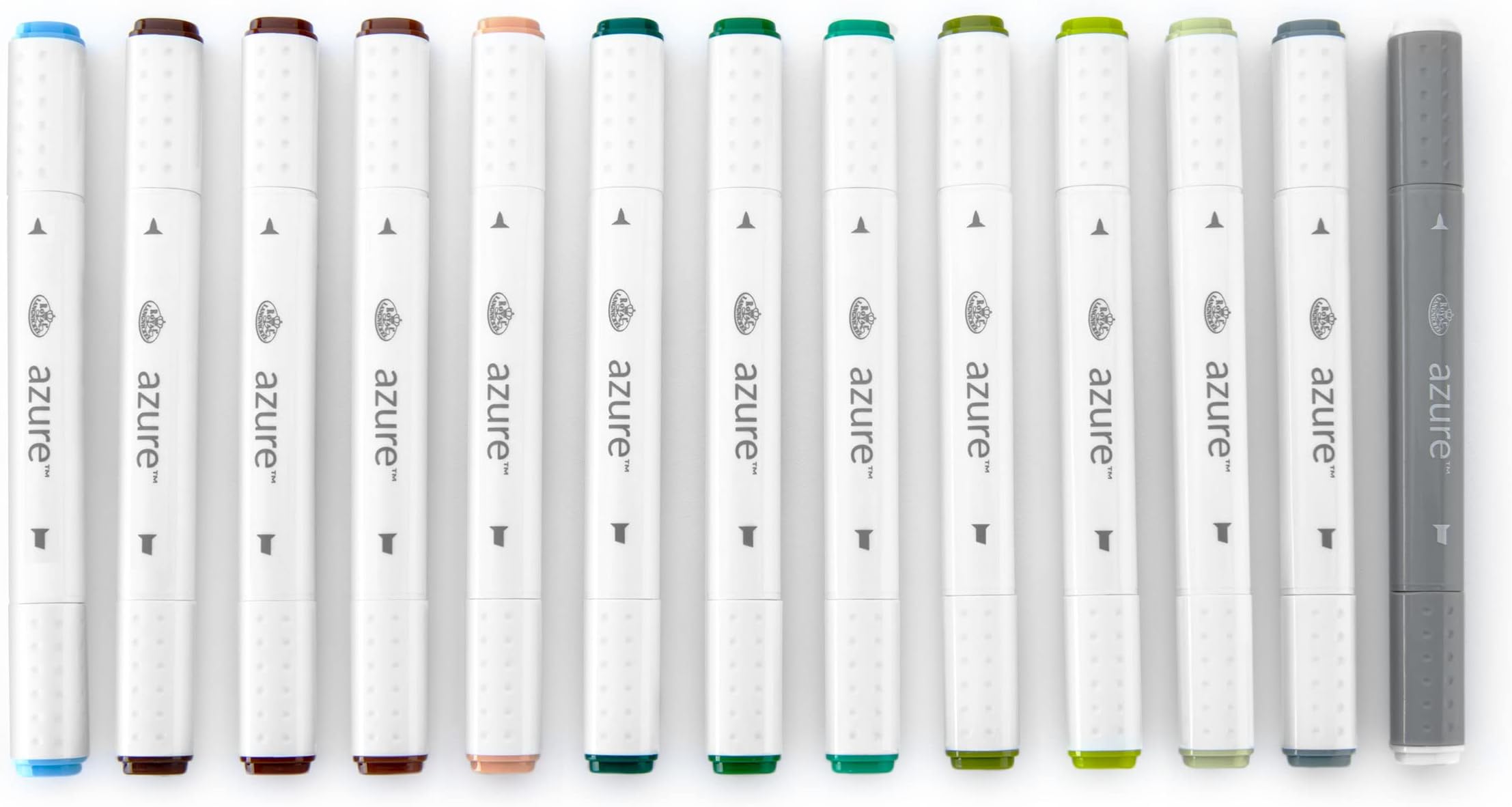 Royal & Langnickel Azure, 13pc Dual-Tip, Alcohol Based Marker Set, Includes - 12 Markers & 1 Blender, Forest Colors