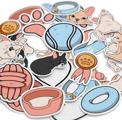 Miniatura 5 de Mertak - 17 unidades - Paquete de calcomanías de vinilo para laptop, bulldog francés para cuadernos, perros, cachorros, juego de frenchie