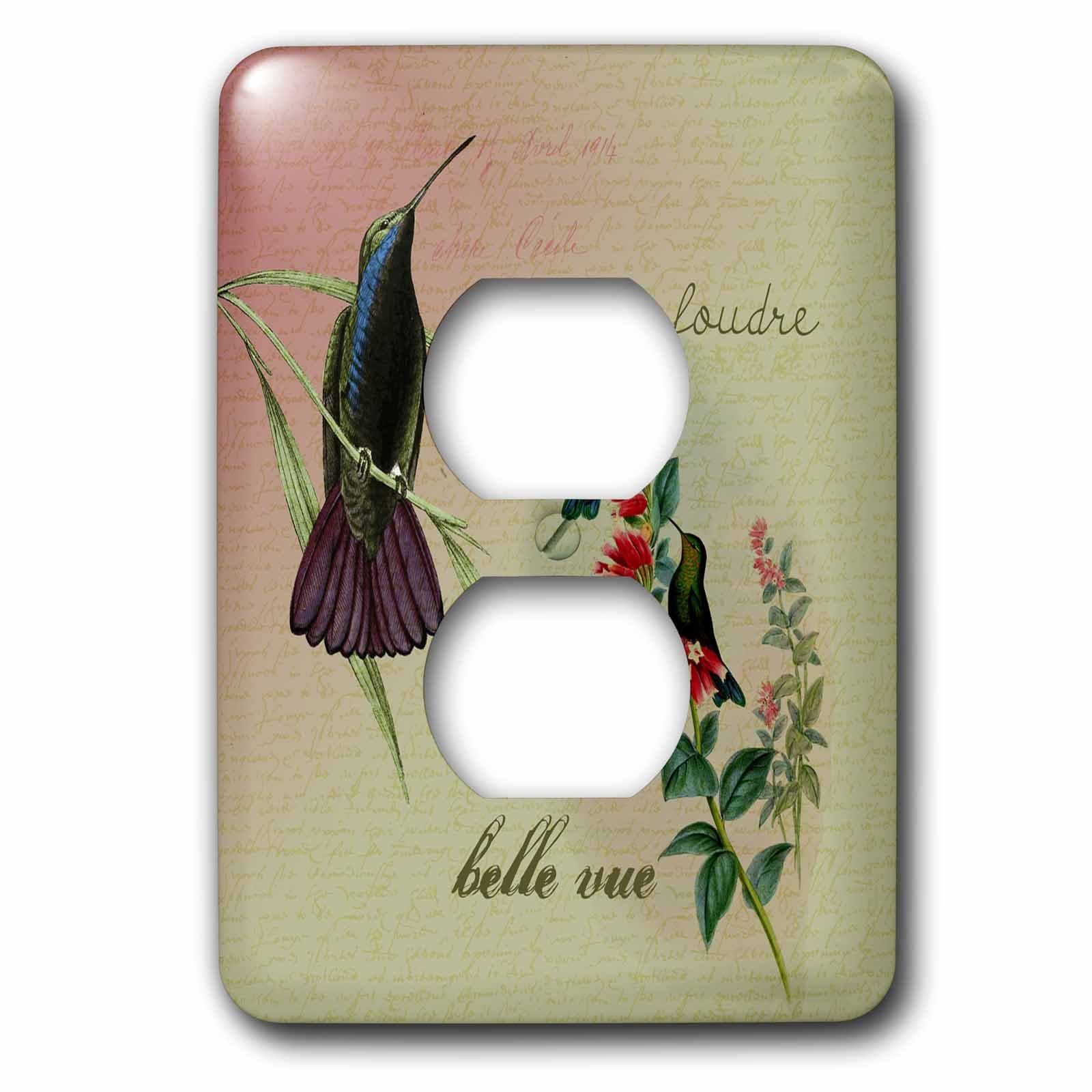 Colibris vintage plaque 2 prises pour sublimer votre salon rétro