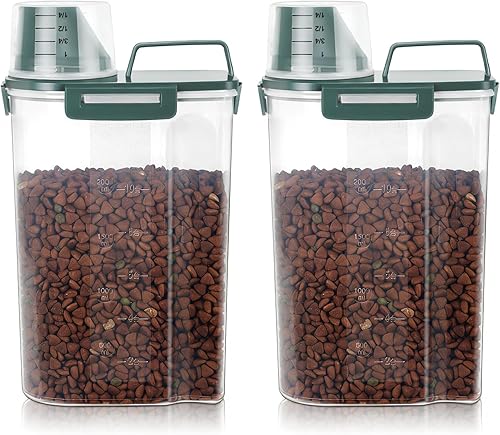 Miniatura 21 de 3-5Lbs Airtight Small Cat Dog Pet Food Storage Containers BPA Free, with Large Pour Spout/1 Measuring Cup/ 4 Safety Locks and Double-layer Silicone