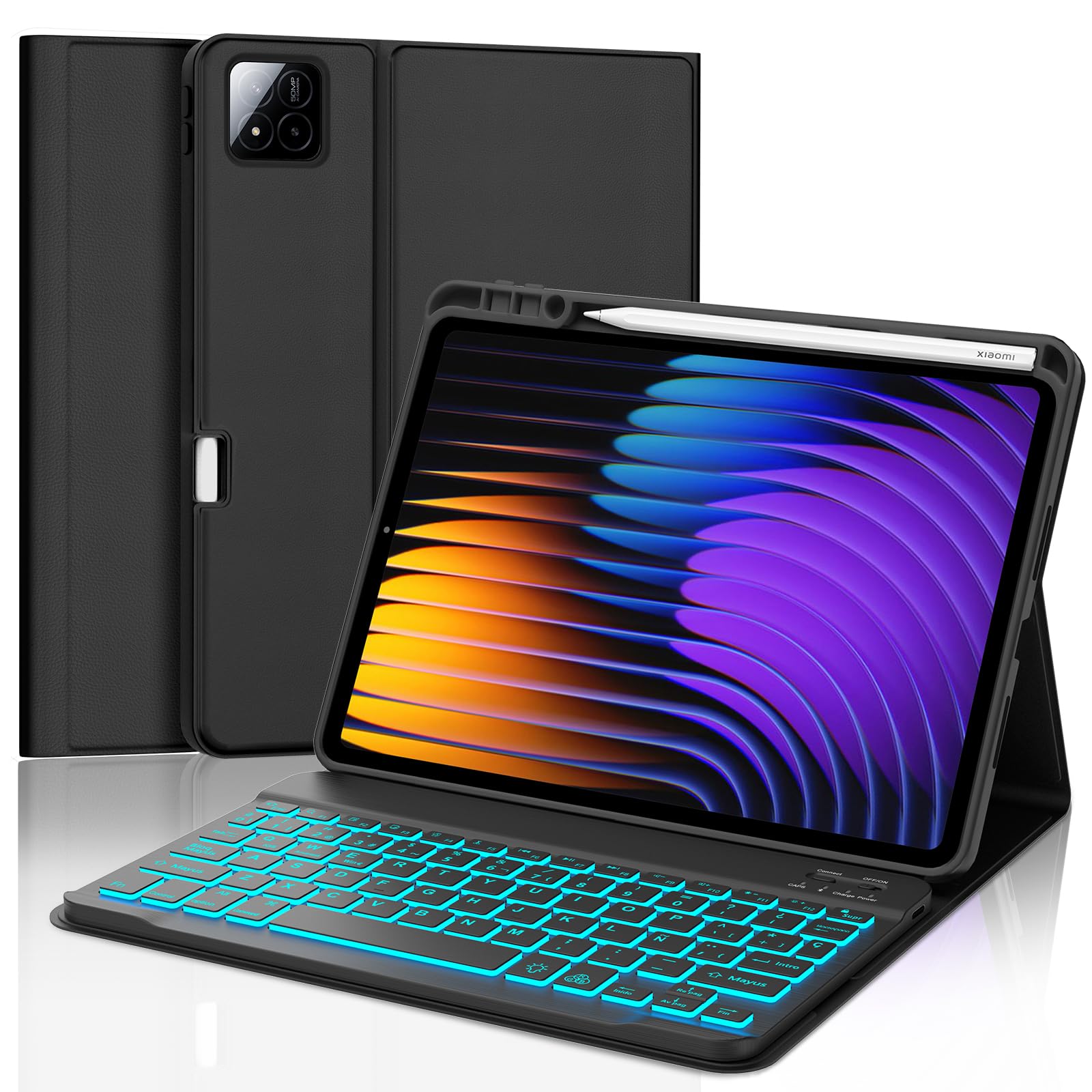 Teclado Con Touchpad Para Xiaomi Pad 7/7 Pro - Funda Con Teclado Español Ñ, Bluetooth, Verde Claro