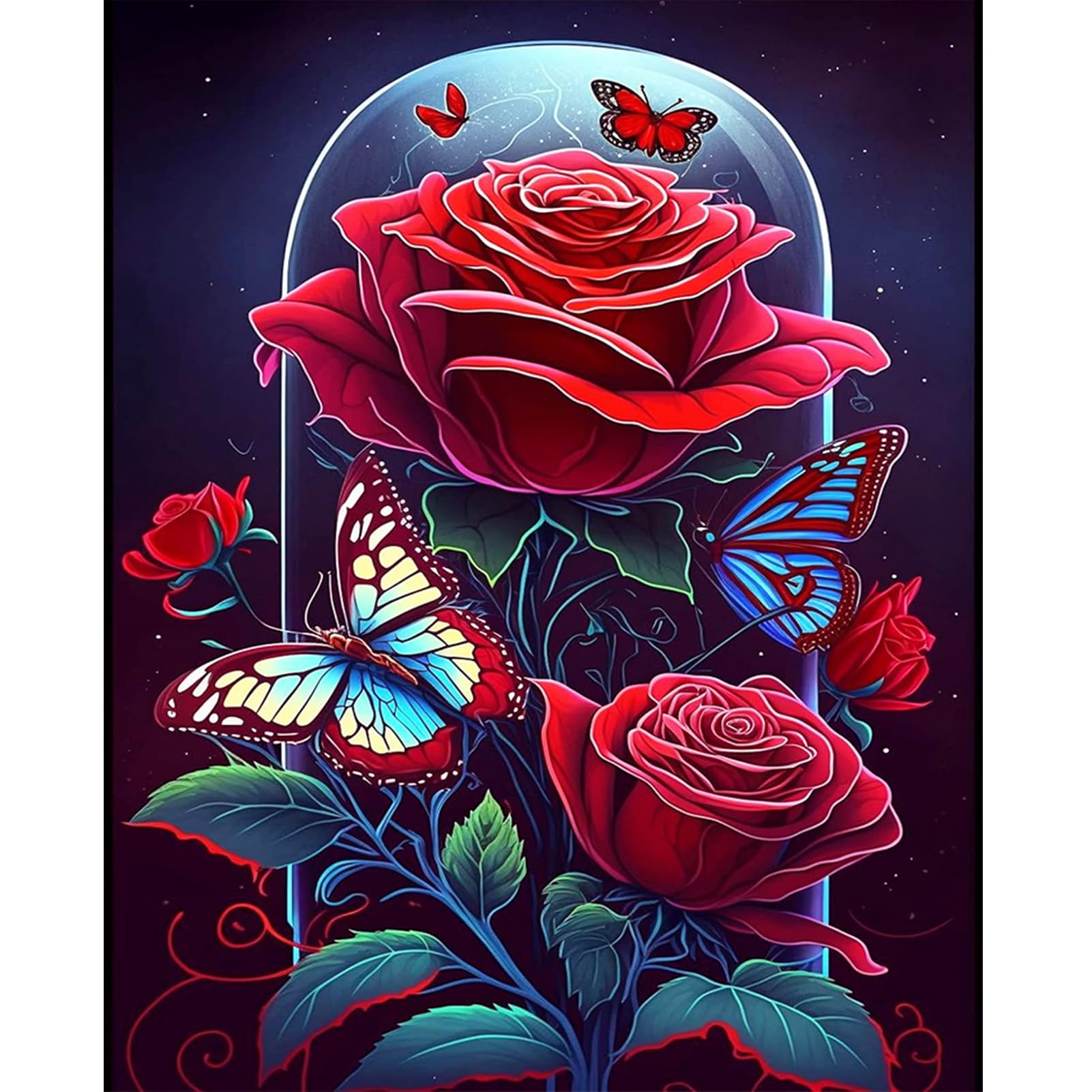 Artunion Red Rose Paint by Numbers for Adults Beginner, Red Flower Paint by Number Kits, DIY Oil Painting Paint by Number Kits on Canvas Arts Craft for Home Wall Decor 16x20 Inch