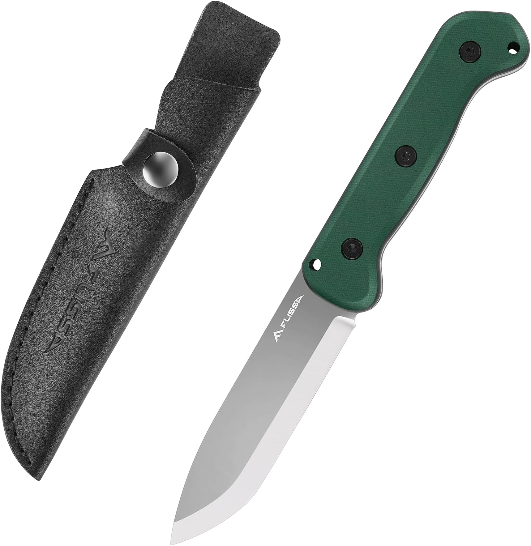 FLISSA Sheath Knife, Outdoor Knife, D2 Steel Blade, Full Tang Structure, Outdoor, DIY, Mountain Climbing, Camping, Disaster Prevention, Fishing, Dedicated Sheath Included, Total Length 9.0 inches (22.8 cm) [Micarta Handle]