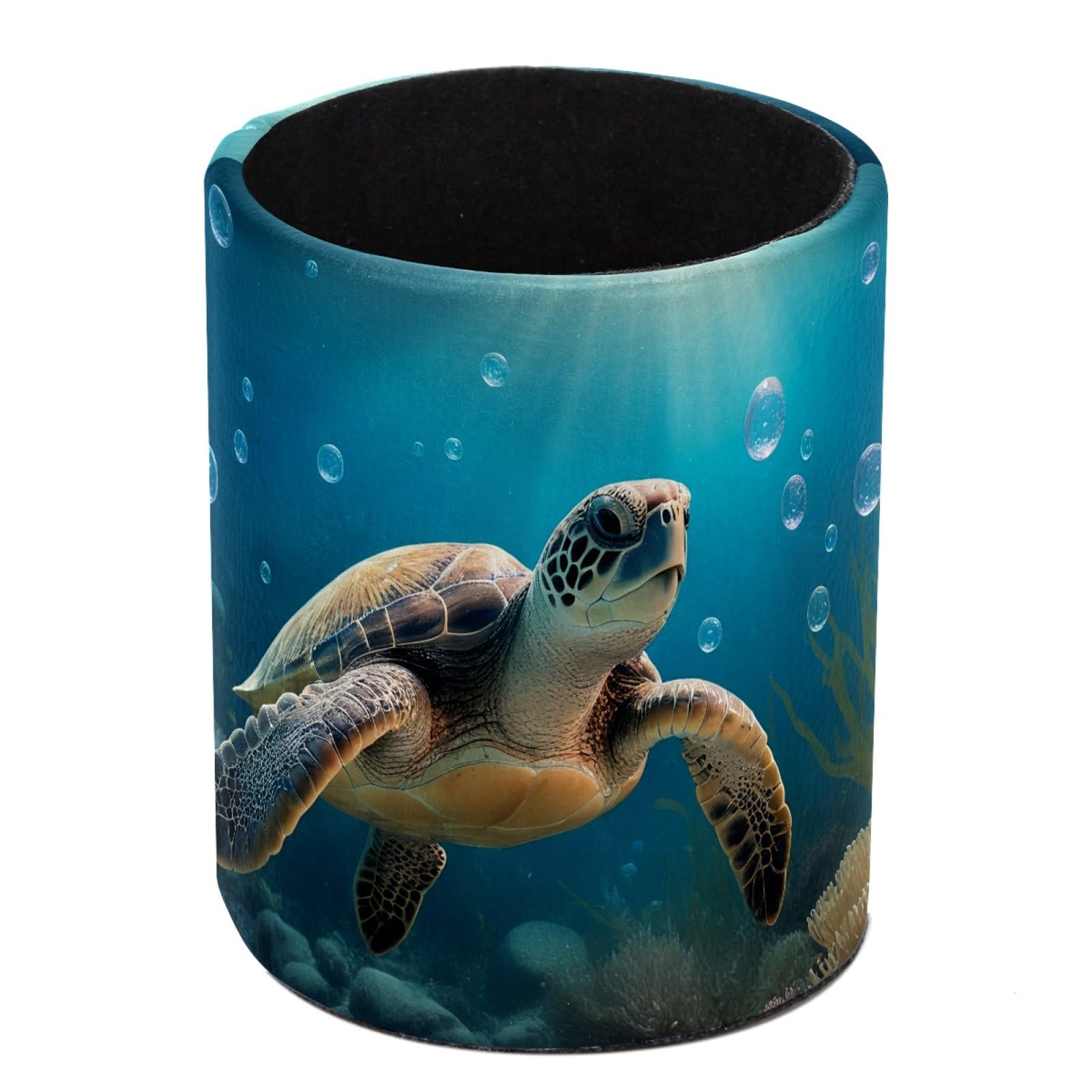 FWJZDSP Turtle Ocean PU Leather Pencil Organizer, Makeup Brush Holder, Office Decor and Desk Accessories Durable