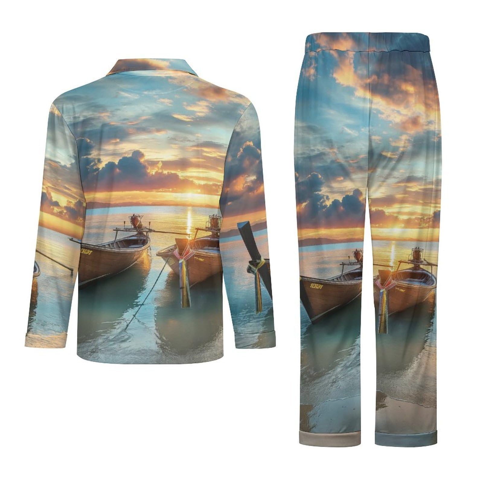 OLEETS Completo Pigiama da Uomo 2 Pezzi - Barca da Mare Pigiama Invernale Pantaloni Top Caldo Autunnale Traspirante Morbido 2 Pezzi Casual Ampio