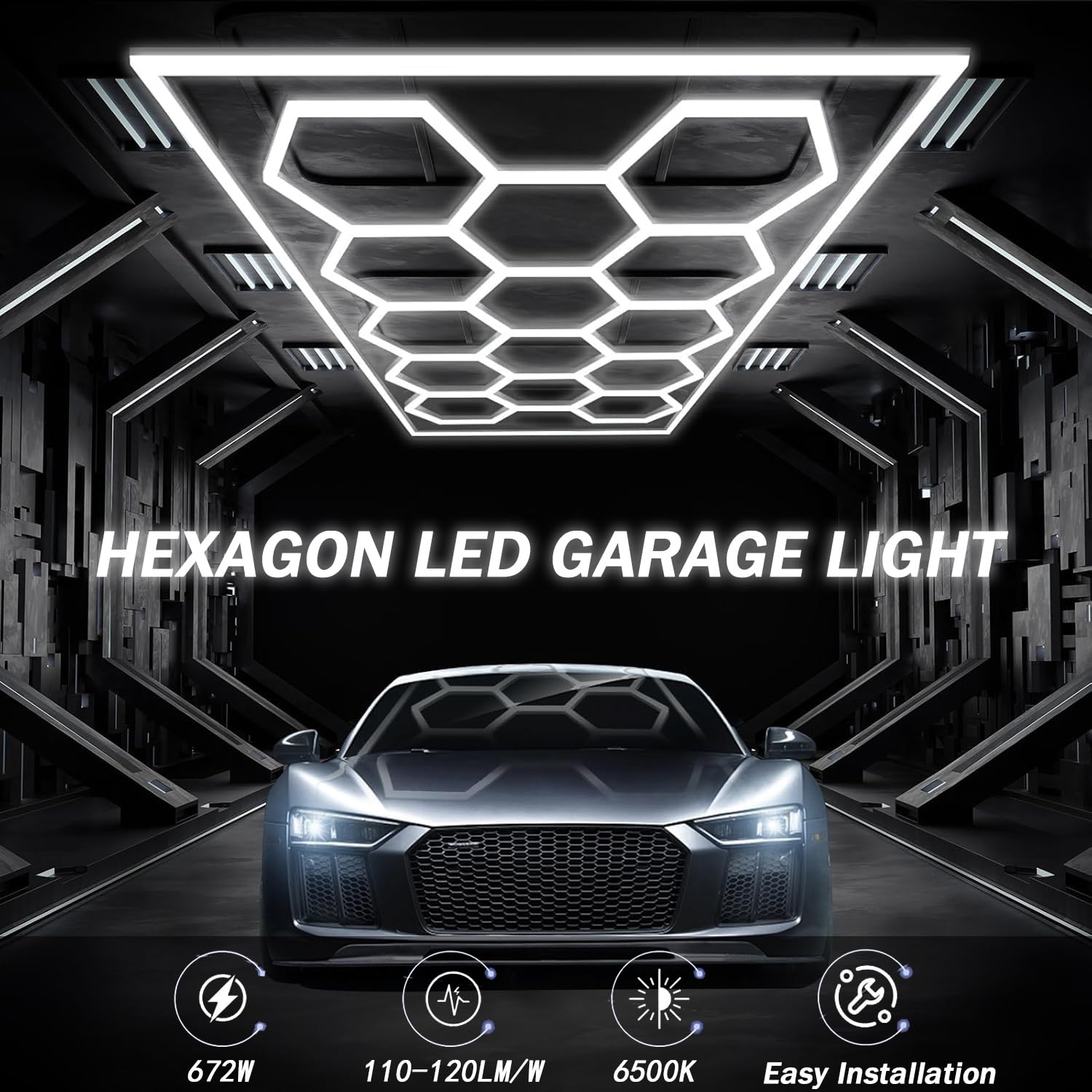 Amazon.co.jp : DHYBDZ 六角形 LED ガレージ ライト、長方形フレーム