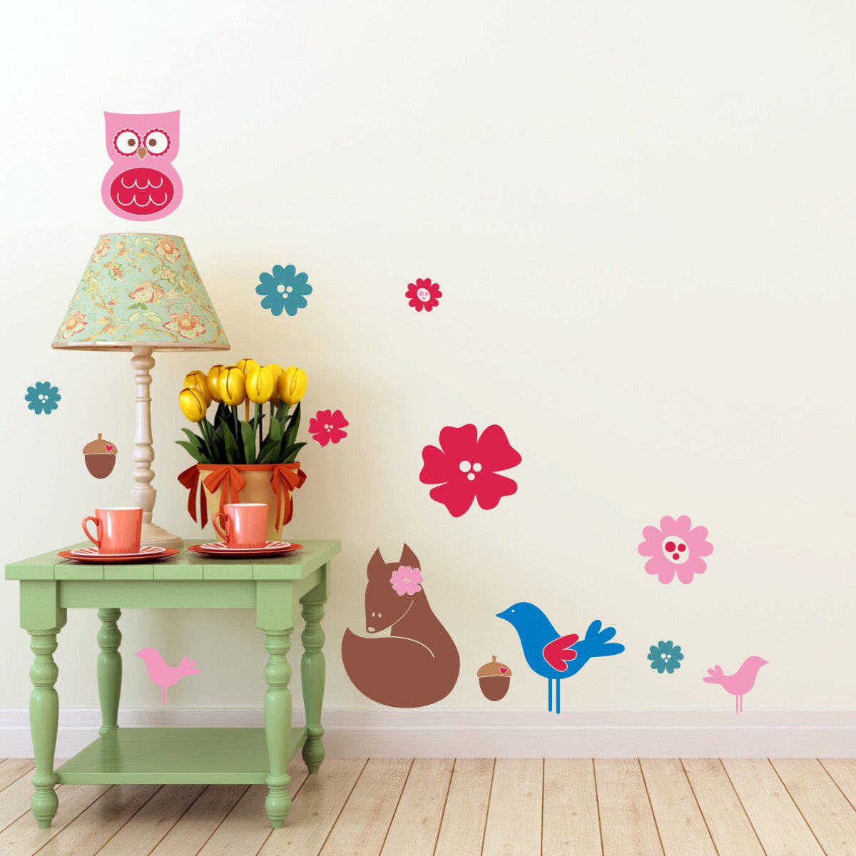 Mirrorin Woodland Animals Wall Stickers, polyester