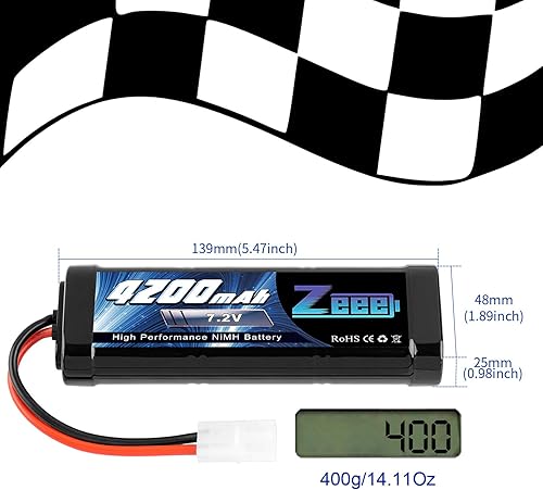 Miniatura 3 de Zeee 7.2V 4200mAh RC NiMH Batería con Tamiya Plug 2 Pack Baterías con 1 unids Lipo Safe Bag Bolsa ignífuga a prueba de explosiones para carga de