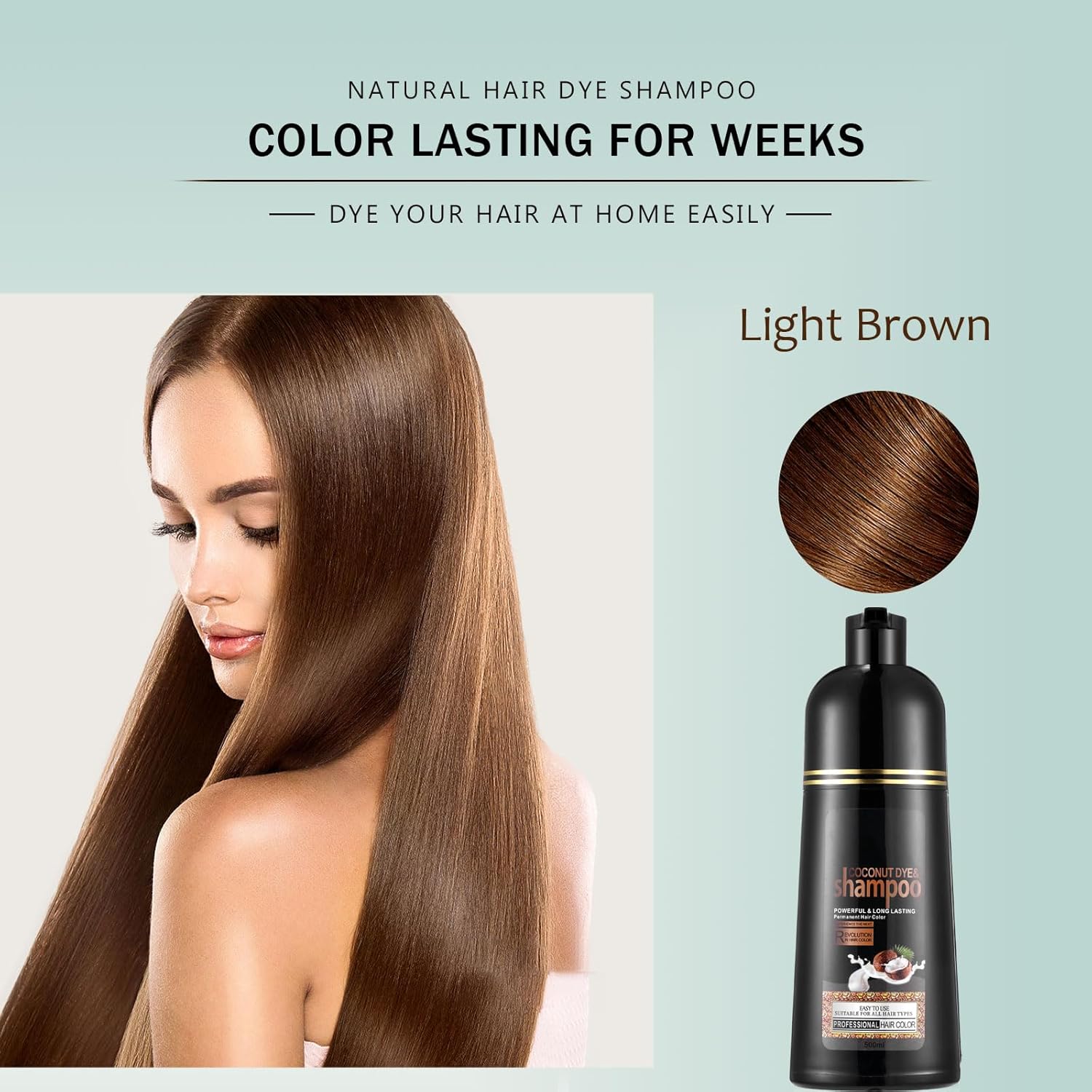 Brown Hair Dye Shampoo, Instant Hair Color for Women Men, Colors in Minutes, Long Lasting Coconut Dye Shampoo, Champu Para Canas 16.90 Fl Oz - Image 5