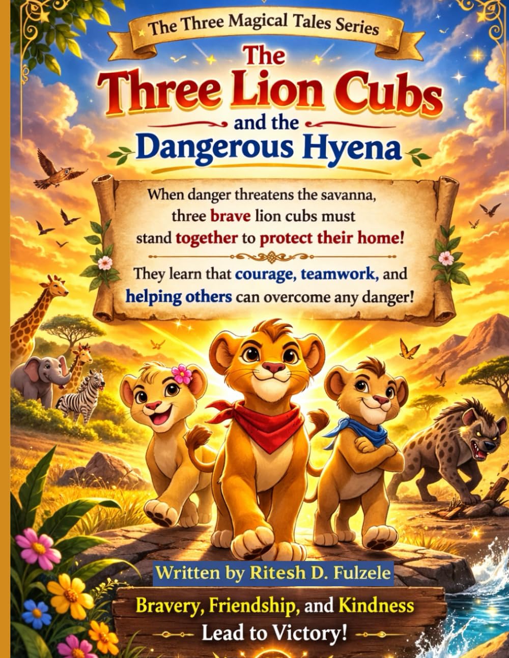 THE THREE LION CUBS AND THE DANGERIOU HYENA: THE THREE MAGICAL TALES SERIES