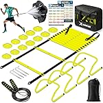 X-UMEUS Agility Ladder Speed Training Equipment Set-20ft Agility Ladder,12 Soccer Cones,4 Hurdles, Jump Rope, Running Parachute| Basketball Football Soccer Training Equipment for Kids Youth Adults