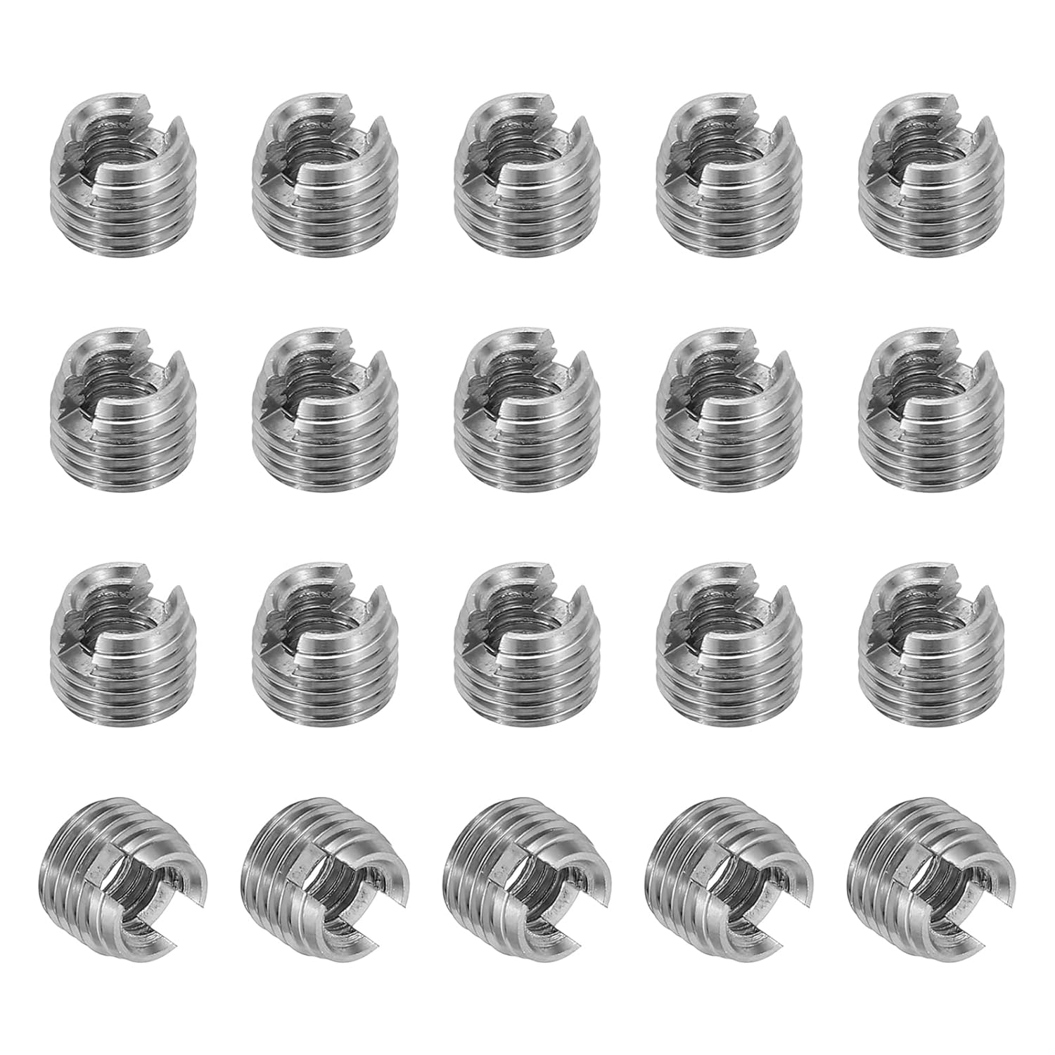 Self-Tapping Threaded Inserts, 20 Pcs M4 x M6.5 x 5mm 303 Stainless Steel Thread Adapter Reducer Slotted Screw Repair Inserts Nuts Sleeve