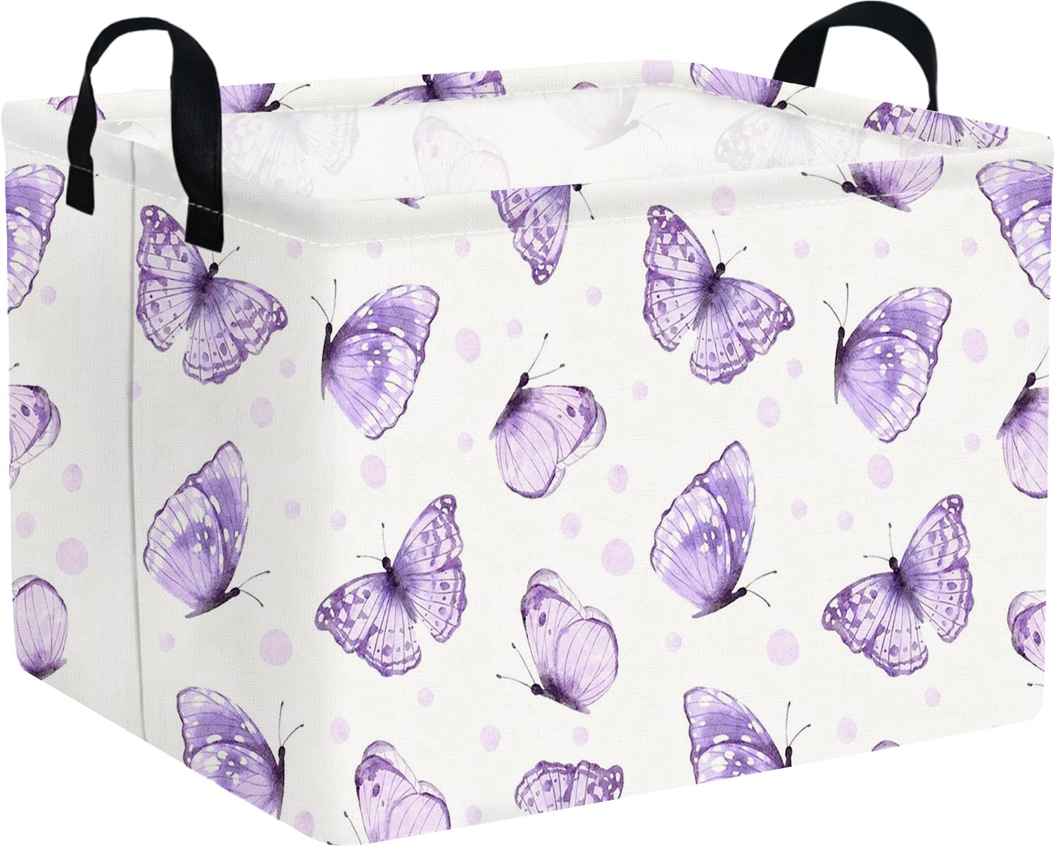 FXOCSHE Rectangular Purple butterfly basket,Books Storage Basket,Collapsible Storage Bin,Cute Organizer Toy Bin,Butterfly Room Decor,Gift Baskets(Little purple butterfly) — image 1