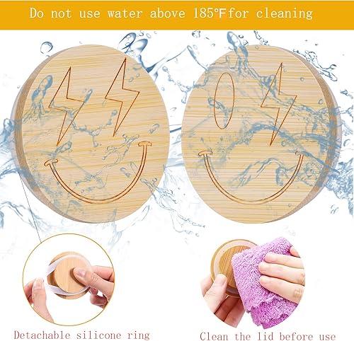 Miniatura 4 de Oui - Juego de 8 tapas para tarros de yogurt, anillos de sellado de silicona reutilizables naturales con diseño sonriente personalizado para un