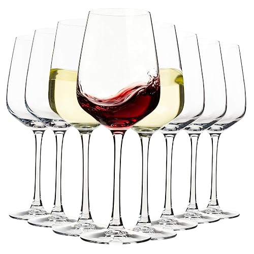 15oz Wine Glasses Set of 8, Thickened Stemmed Glasses for