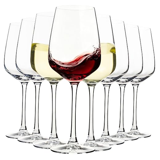 15oz Wine Glasses Set of 8, Thickened Stemmed Glasses for Red/White Wine, Heavy Base Clear Red Wine Glasses for Everyday, Wine Lovers, Parties, Gifts, Dishwasher Safe, 460ml, 8 Piece Set