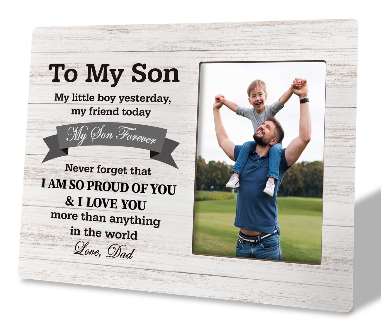HiLus Wooden Picture Frame - 'To My Son from Dad' Idea for Him, Birthday Gift for Home Decor