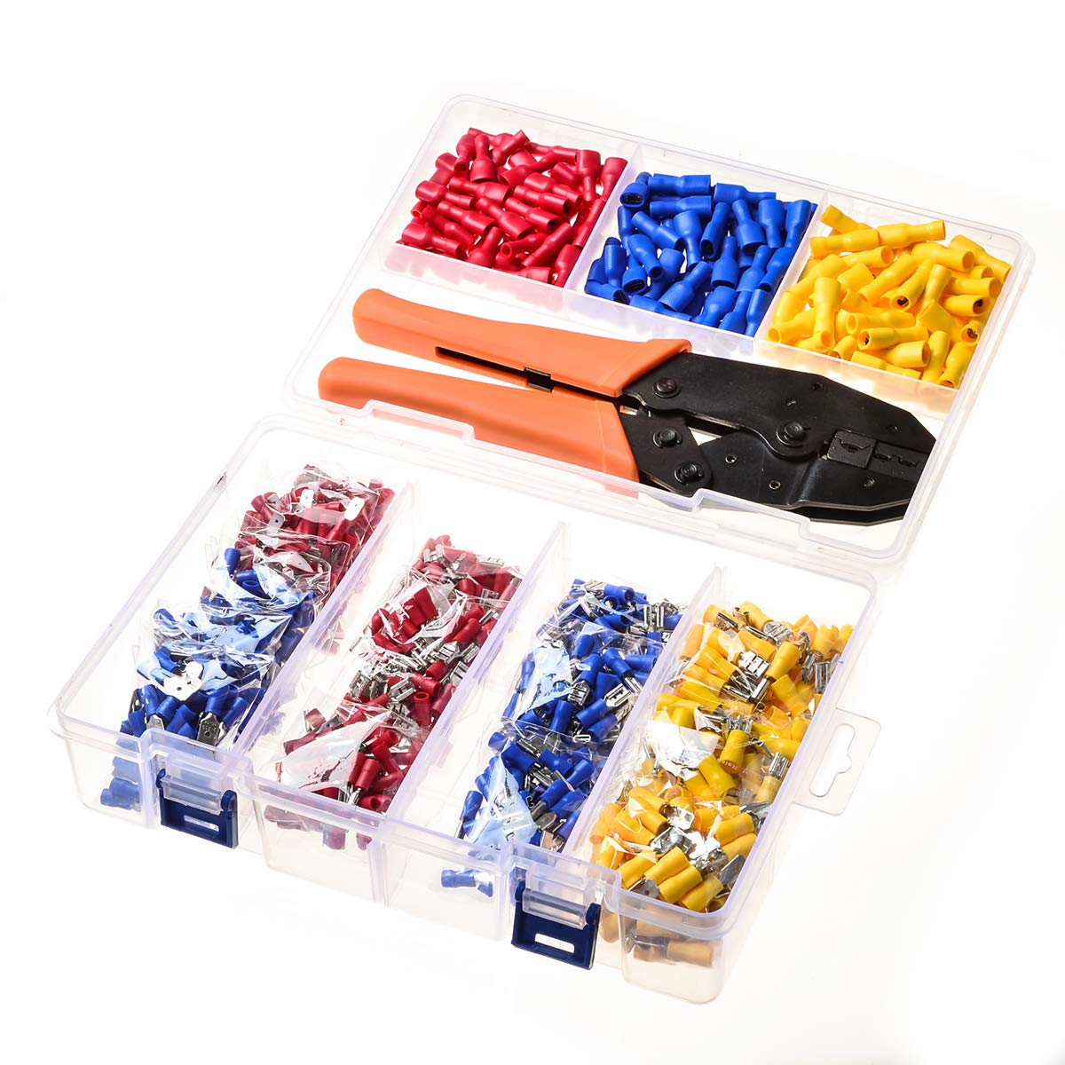 Bylsagwht Men's One Color 900Pcs Insulation Wire Connectors /Fe Assorted Insulated Spade Connector Set +1Pc Crimping Plier Kit
